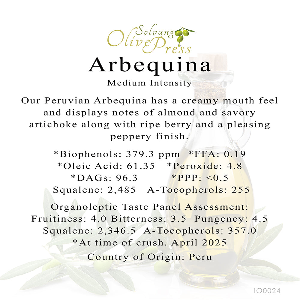 Arbequina Ultra Premium Extra Virgin Olive Oil, Medium Intensity