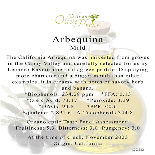 Arbequina Premium Extra Virgin Olive Oil, Mild Intensity