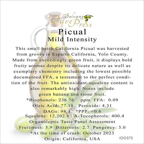 Picual Premium Extra Virgin Olive Oil, Mild Intensity