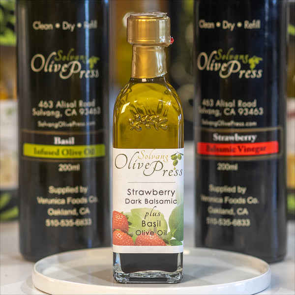 Strawberry Balsamic plus Basil Olive Oil 60 ML Solvang Olive Press