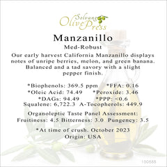Manzanillo Ultra Premium Extra Virgin Olive Oil, Medium/Robust Intensity