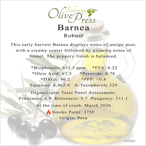 Barnea Premium Extra Virgin Olive Oil, Robust Intensity, 412.5 ppm