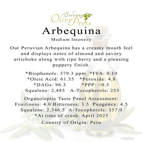 Arbequina Ultra Premium Extra Virgin Olive Oil, Medium Intensity