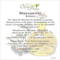 Manzanillo Premium Extra Virgin Olive Oil, Robust Intensity 664ppm