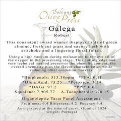 Galega Ultra Premium Extra Virgin Olive Oil, Robust Intensity, 513 ppm