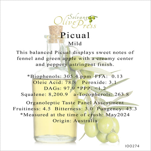 Picual Premium Extra Virgin Olive Oil, Mild Intensity