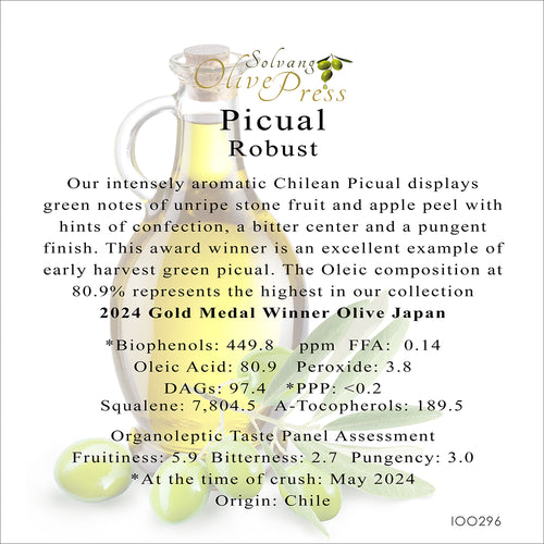 Picual Premium Extra Virgin Olive Oil, Robust Intensity