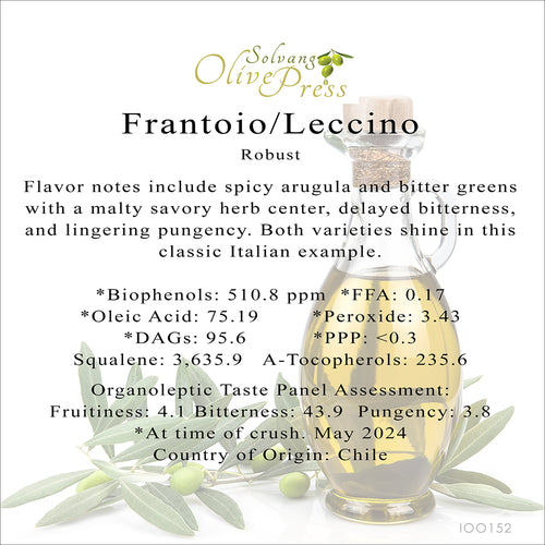 Frantoio/Leccino Premium Extra Virgin Olive Oil, Robust Intensity