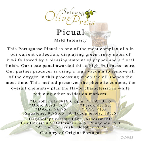 Picual Premium Extra Virgin Olive Oil, Mild Intensity