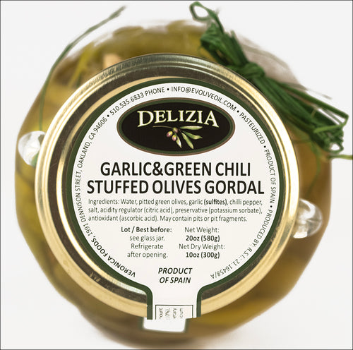 Olives - Gordal Olives Stuffed with Garlic & Green Chile